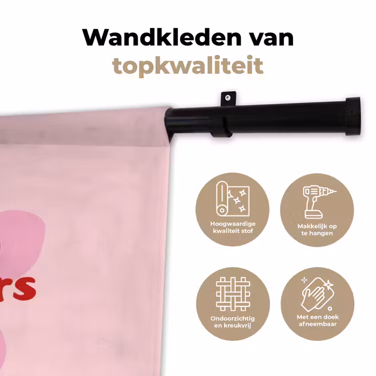 No rain no flowers - Bloem - Roze Wandkleed katoen klein -sfeer2