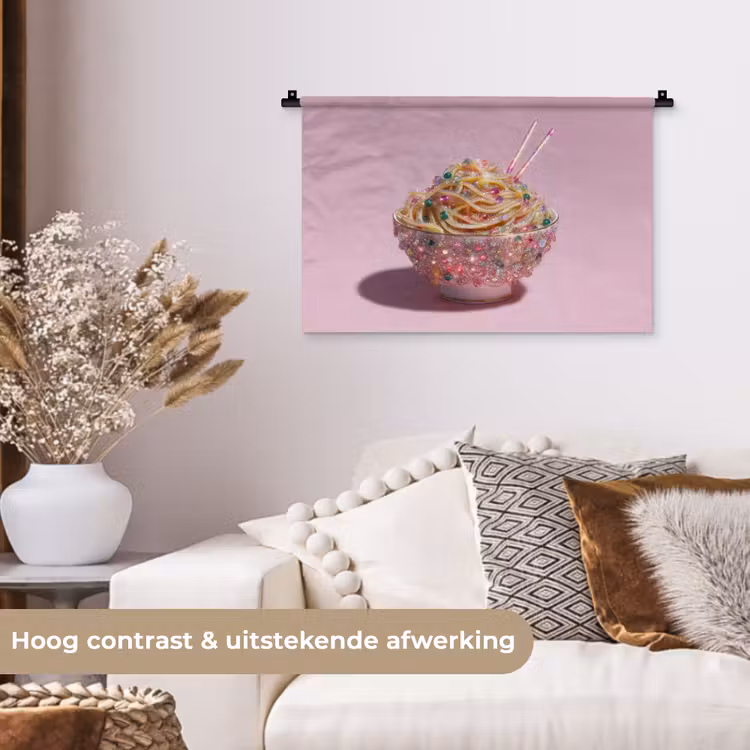 Noodles - Edelstenen - Stokjes - Roze Wandkleed katoen klein -sfeer1