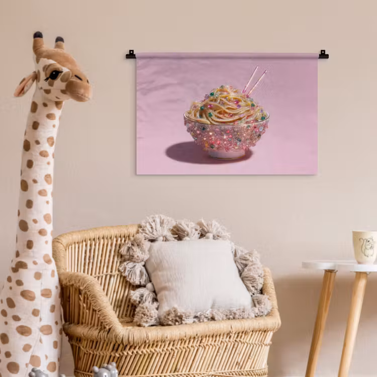Noodles - Edelstenen - Stokjes - Roze Wandkleed katoen klein -wsfeer5_kind