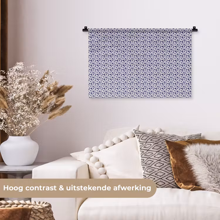 Oceaan - Bubbel - Blauw - Wit Wandkleed katoen klein 269 -sfeer1