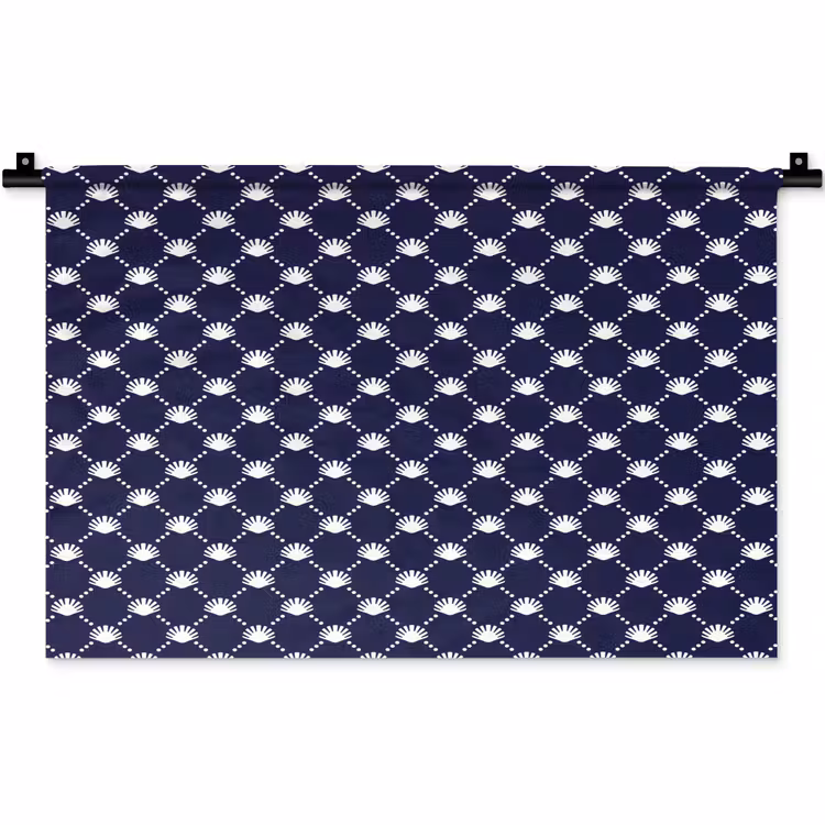 Oceaan - Schelp - Blauw - Wit Wandkleed katoen klein 269 -zz3d