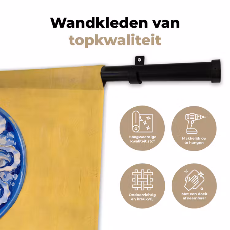 Oesters - Citroen - IJs - Modern - Geel Wandkleed katoen klein -sfeer2