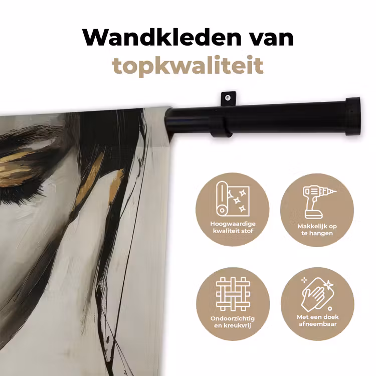 Ogen - Gezicht - Goud - Strepen Wandkleed katoen klein -sfeer2