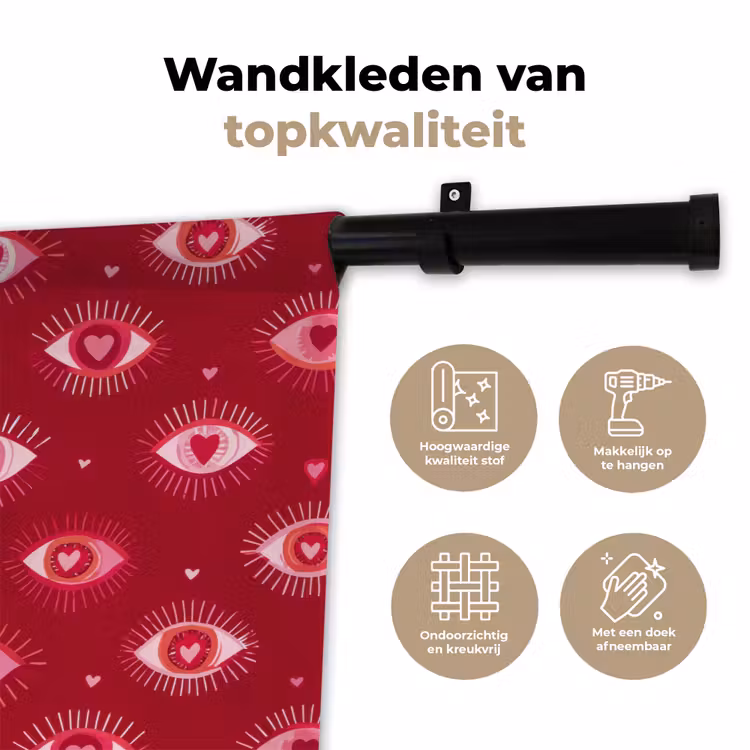 Ogen - Patroon - Roze - Donkerrood Wandkleed katoen klein 269 -sfeer2
