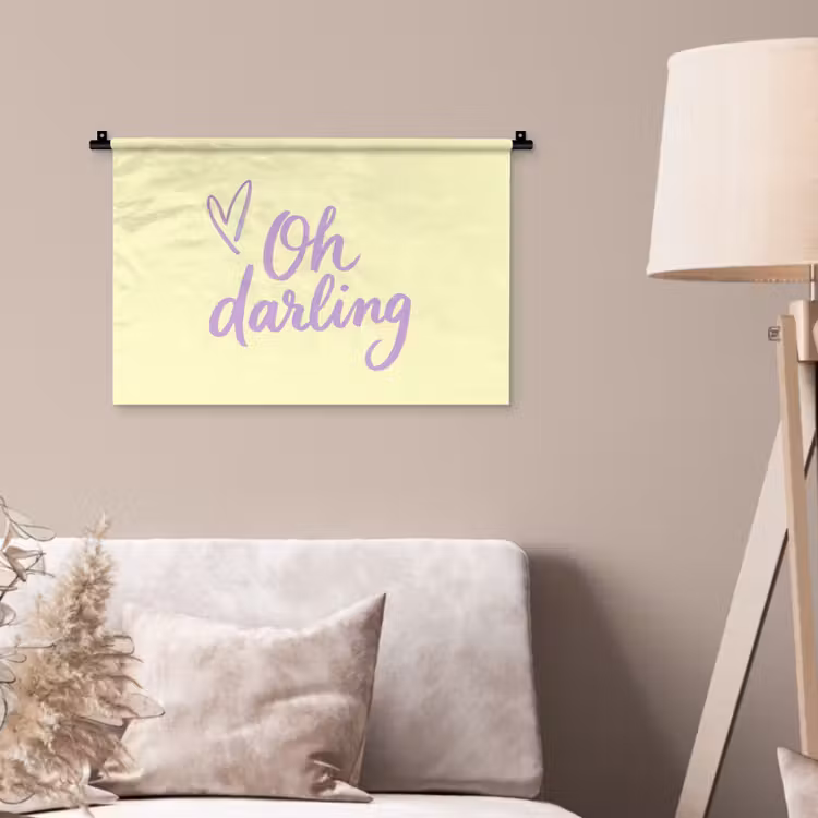 Oh darling - Geel - Hart Wandkleed katoen klein -sfeer4