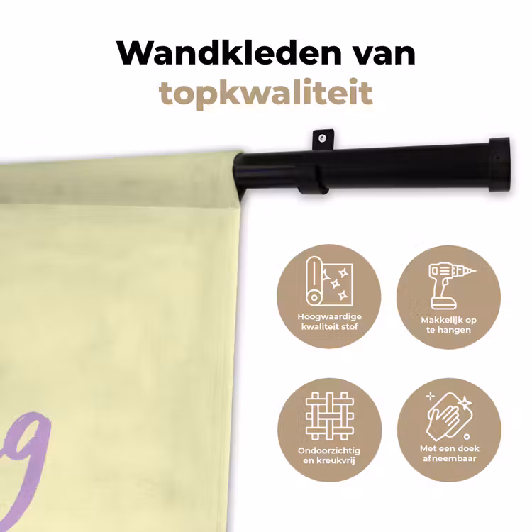Oh darling - Geel - Hart Wandkleed katoen klein -sfeer2