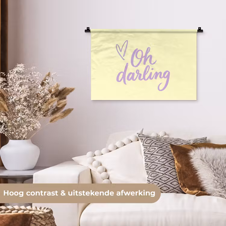 Oh darling - Geel - Hart Wandkleed katoen klein -sfeer1