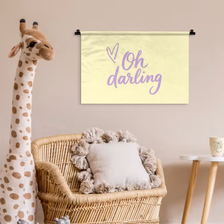 Oh darling - Geel - Hart Wandkleed katoen klein -wsfeer5_kind