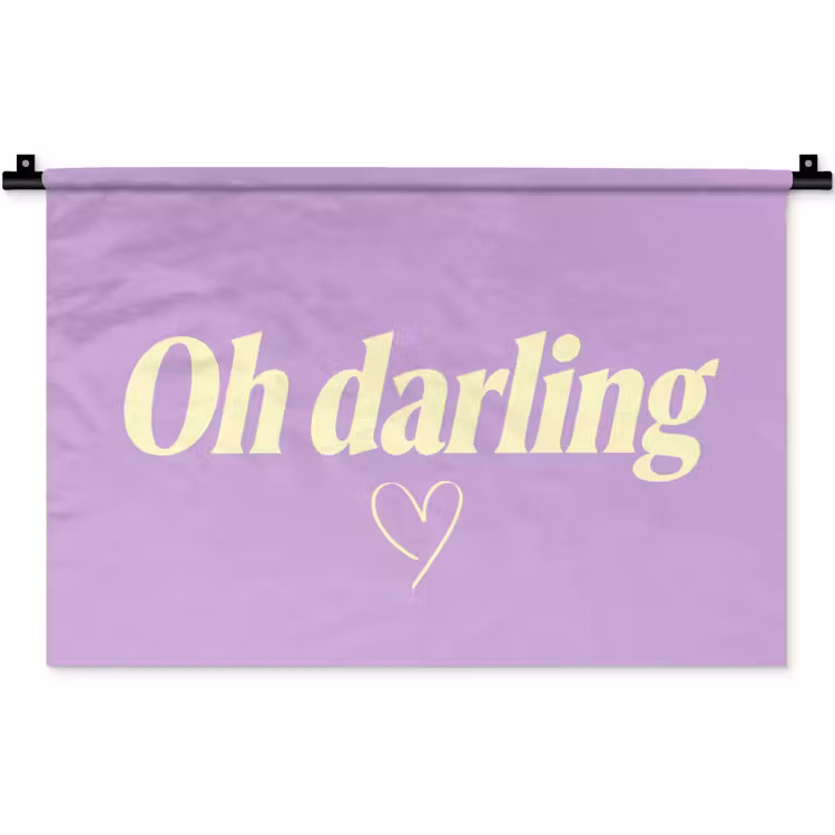 Oh darling - Hart - Paars Wandkleed katoen klein -zz3d