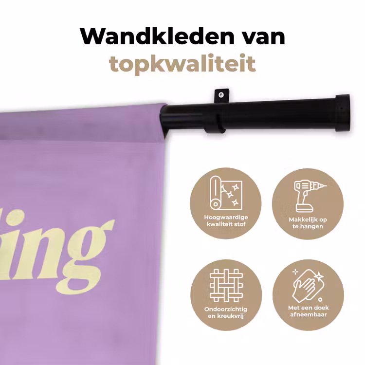 Oh darling - Hart - Paars Wandkleed katoen klein -sfeer2