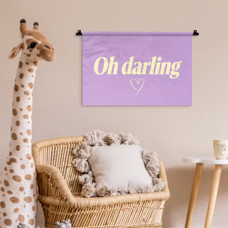 Oh darling - Hart - Paars Wandkleed katoen klein -wsfeer5_kind