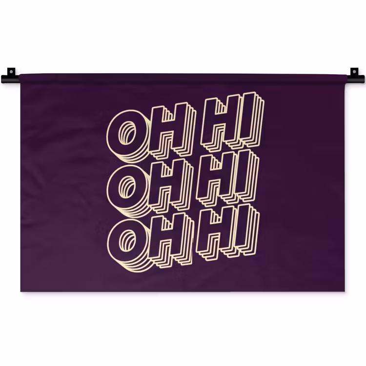 Oh hi - Paars - 3D Wandkleed katoen klein -zz3d