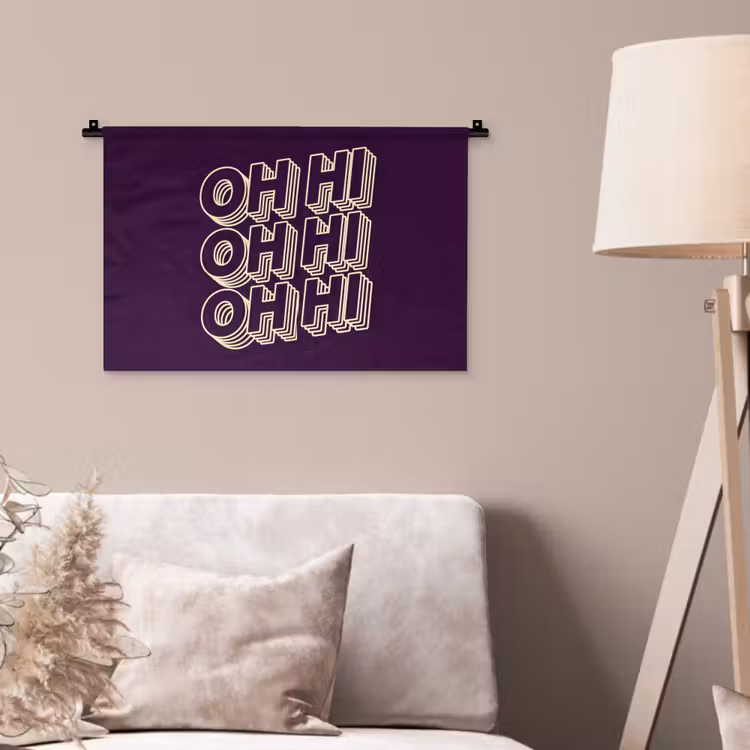 Oh hi - Paars - 3D Wandkleed katoen klein -sfeer4