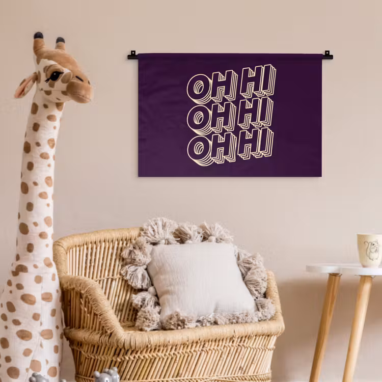 Oh hi - Paars - 3D Wandkleed katoen klein -wsfeer5_kind