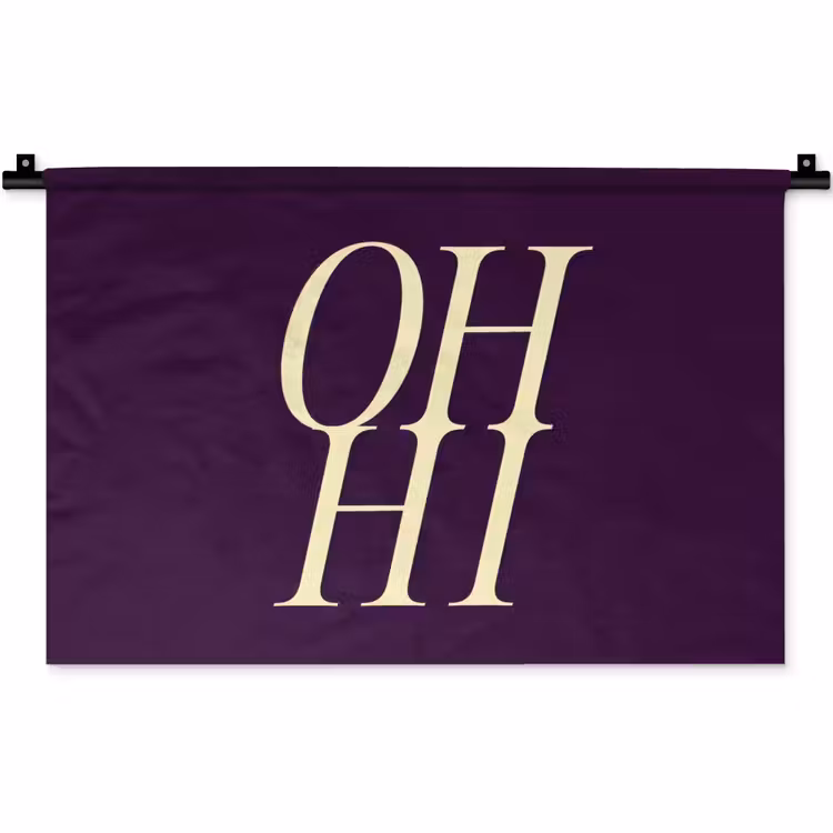 Oh hi - Paars - Minimalistisch Wandkleed katoen klein -zz3d