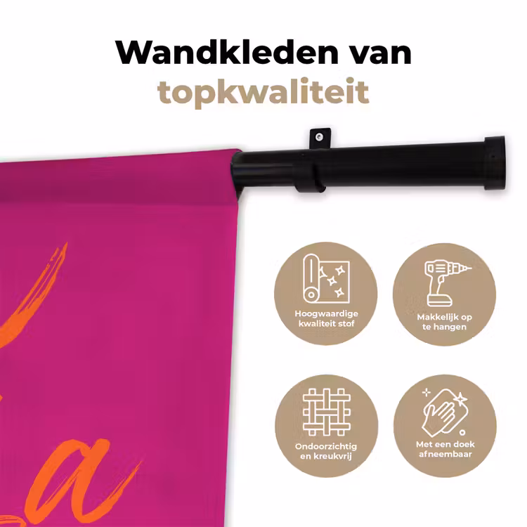 Oh la la - Oranje - Roze Wandkleed katoen klein -sfeer2