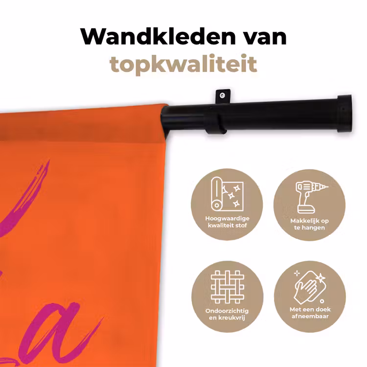 Oh la la - Oranje - Roze - Grafisch Wandkleed katoen klein -sfeer2