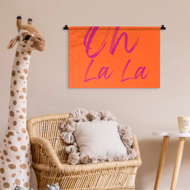 Oh la la - Oranje - Roze - Grafisch Wandkleed katoen klein -wsfeer5_kind