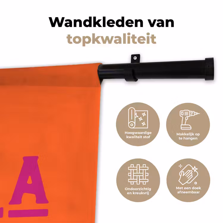 Oh la la - Oranje - Roze - Scheeflettertype Wandkleed katoen klein -sfeer2