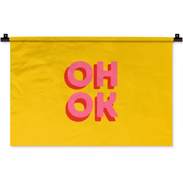 Oh ok - 3D - Geel - Roze Wandkleed katoen klein -zz3d