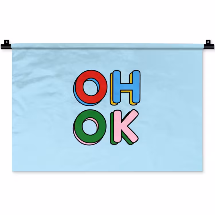 Oh ok - Blauw - Kleurrijk Wandkleed katoen klein -zz3d