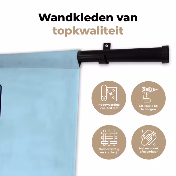 Oh ok - Blauw - Kleurrijk Wandkleed katoen klein -sfeer2