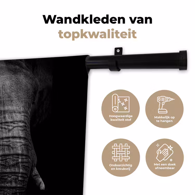 Olifant - Dier - Portret Wandkleed katoen klein -sfeer2