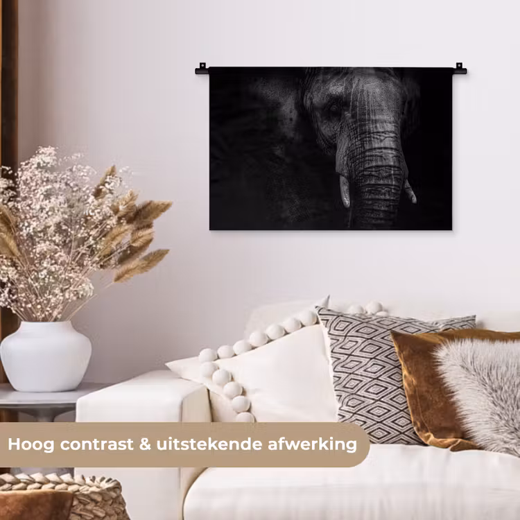 Olifant - Dier - Portret Wandkleed katoen klein -sfeer1
