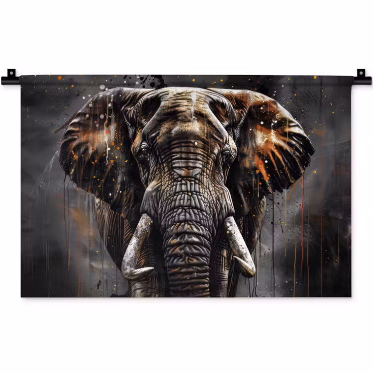Olifant - Watercolor - Wilde dieren - Luxe Wandkleed katoen klein -zz3d