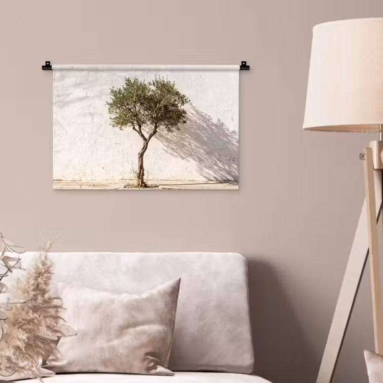 Wandkleed - Olijfboom - muur - wit - Olijfboom - muur - wit Wandkleed katoen klein