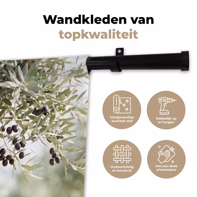 Wandkleed - Olijfboom - tak - groen - Olijfboom - tak - groen Wandkleed katoen klein