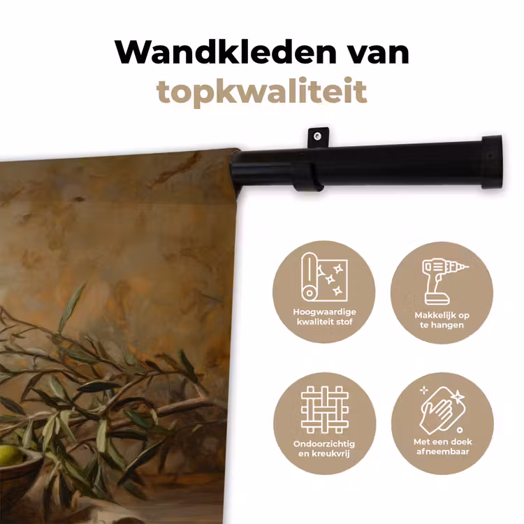 Olijven - Stilleven - Vintage Wandkleed katoen klein -sfeer2