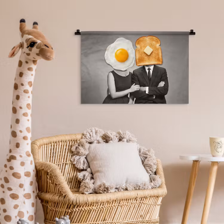 Ontbijt - Koppel - Ei - Brood Wandkleed katoen klein -wsfeer5_kind