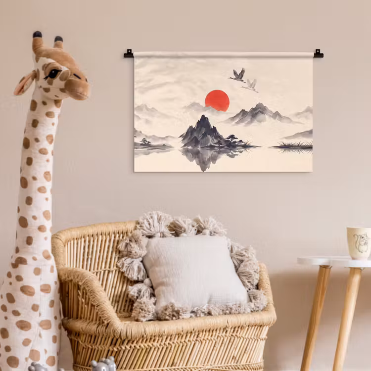Oosters - Kraanvogels - Landschap Wandkleed katoen klein -wsfeer5_kind