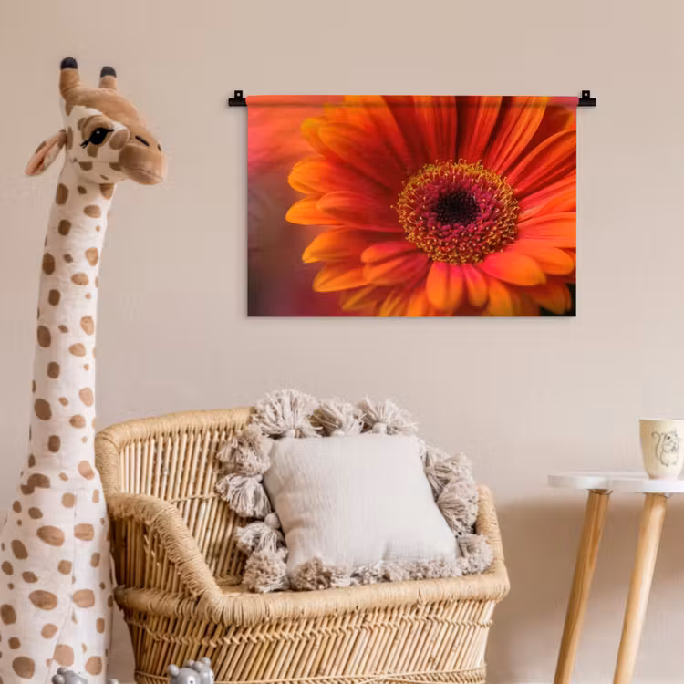 Oranje - Gerbera - Intens Wandkleed katoen klein -wsfeer5_kind