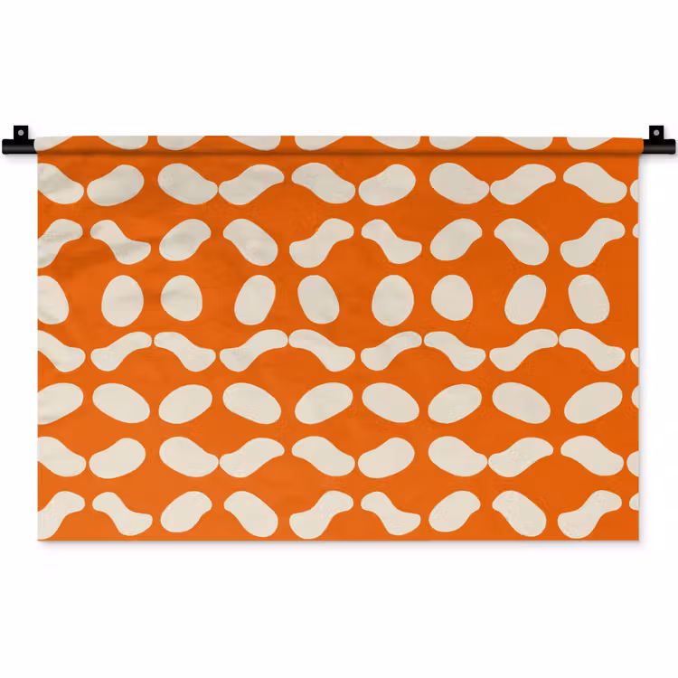 Oranje - Organische vormen - Wit Wandkleed katoen klein 269 -zz3d