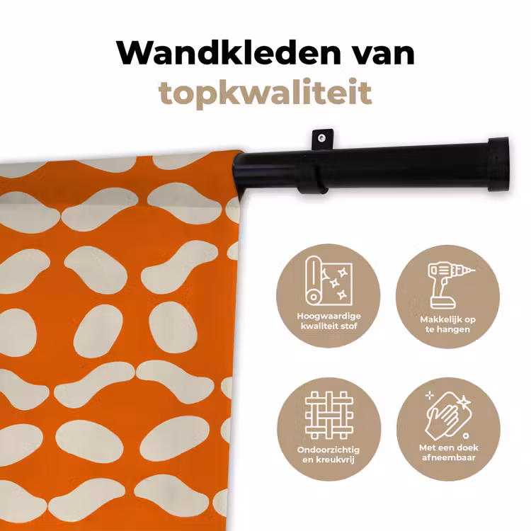 Oranje - Organische vormen - Wit Wandkleed katoen klein 269 -sfeer2