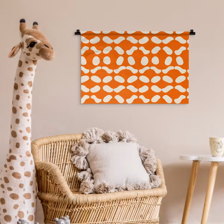 Oranje - Organische vormen - Wit Wandkleed katoen klein 269 -wsfeer5_kind