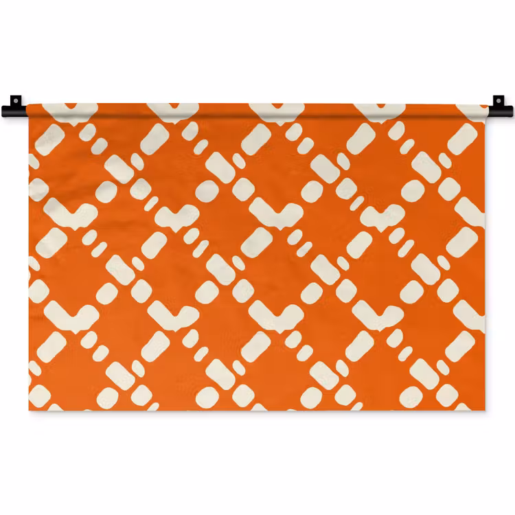 Oranje - Ruitpatroon - Wit Wandkleed katoen klein 269 -zz3d
