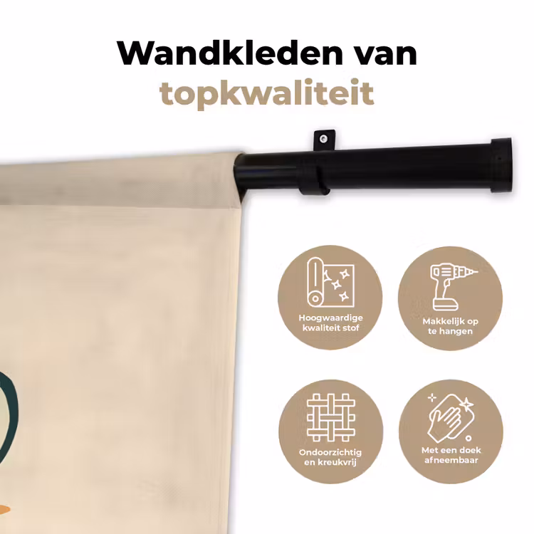 Oranje - Theepot - Bloemen - Bladeren Wandkleed katoen klein -sfeer2