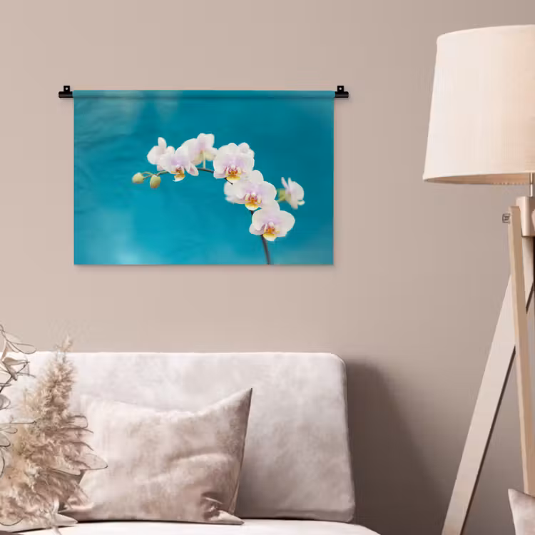 Orchidee - Bloemen - Plant - Wit - Paars Wandkleed katoen klein -sfeer4