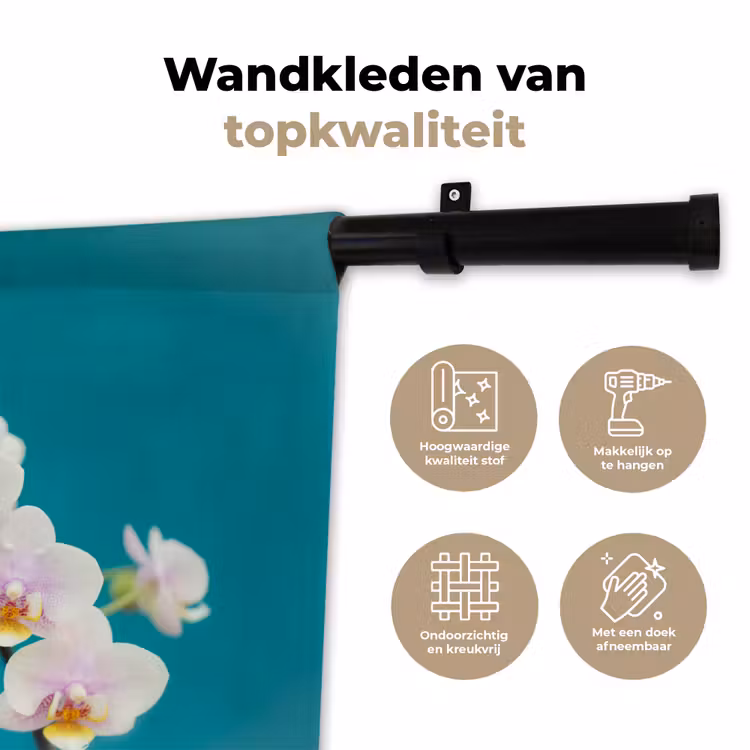 Orchidee - Bloemen - Plant - Wit - Paars Wandkleed katoen klein -sfeer2