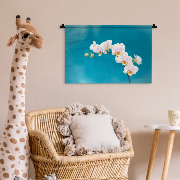 Orchidee - Bloemen - Plant - Wit - Paars Wandkleed katoen klein -wsfeer5_kind