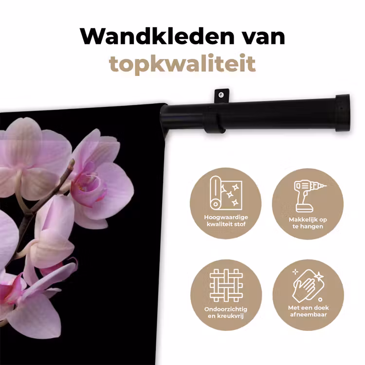 Orchidee - Bloemen - Roze - Flora Wandkleed katoen klein -sfeer2