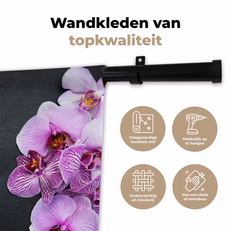 Orchidee - Bloemen - Roze - Flora Wandkleed katoen klein -sfeer2