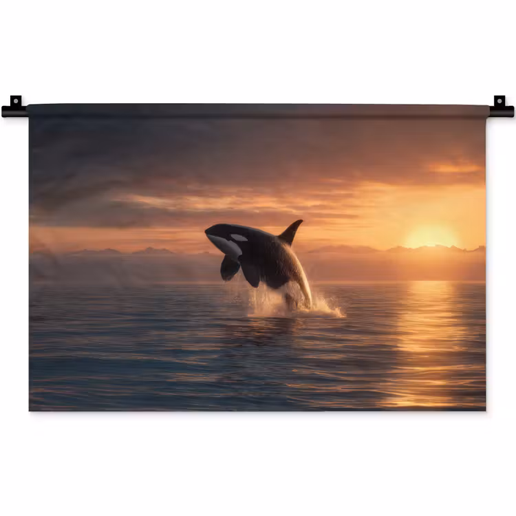 Orka - Zee - Zonsondergang Wandkleed katoen klein -zz3d