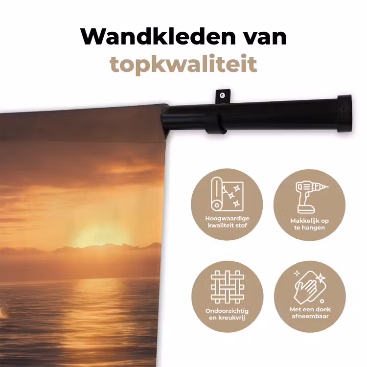Orka - Zee - Zonsondergang Wandkleed katoen klein -sfeer2