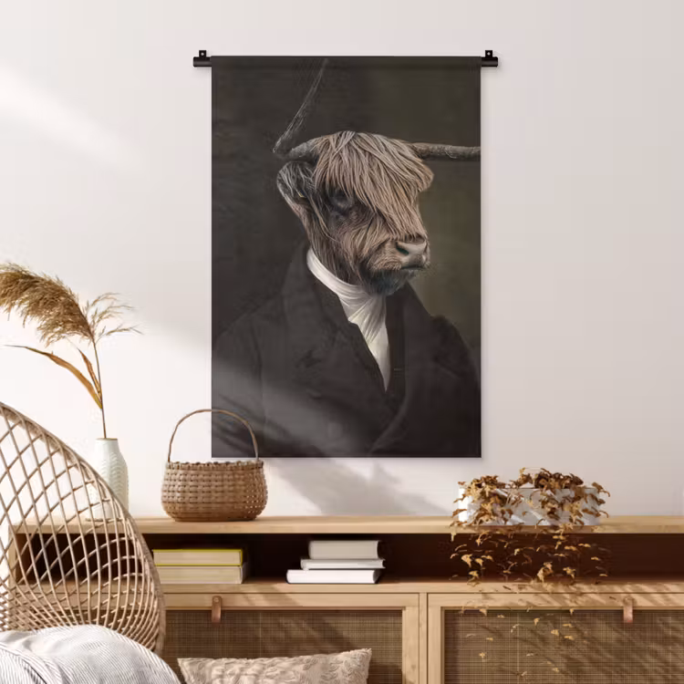 Oude Meesters - Schotse Hooglander - Dieren Wandkleed katoen klein -sfeer5