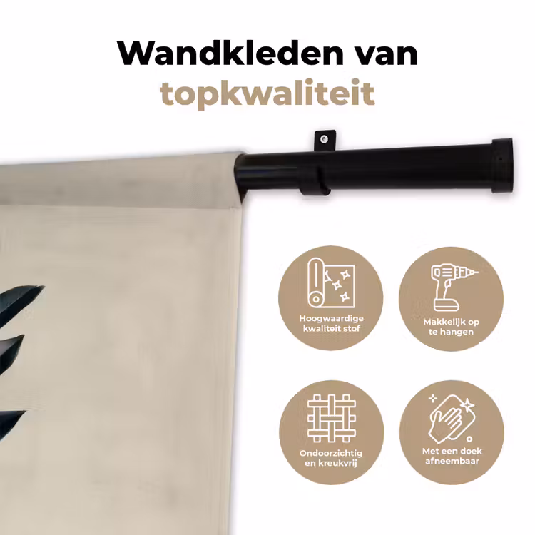 Ovaal - Olijfgroen - Simpel Wandkleed katoen klein -sfeer2