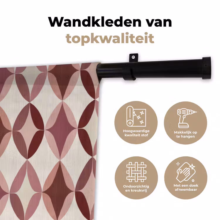 Ovaal - Textuur - Roze Wandkleed katoen klein 269 -sfeer2
